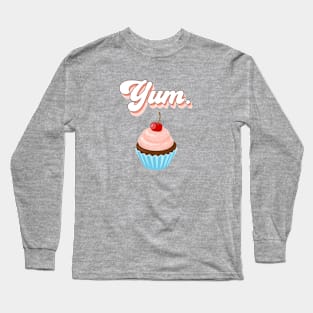 Retro Pink Yum Cupcake Lover Long Sleeve T-Shirt